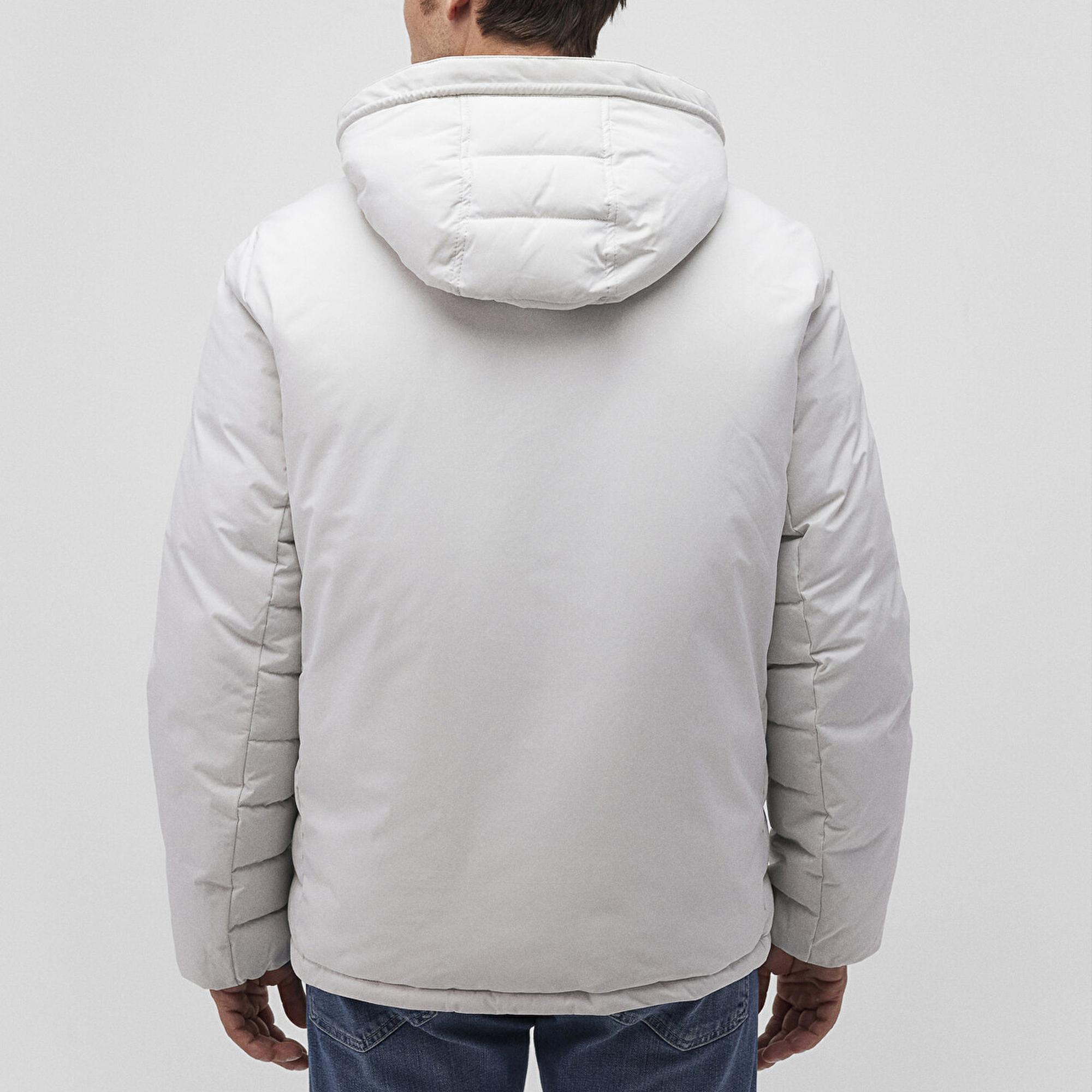 Mavi Kapüşonlu Açık Gri Şişme Mont 0110352-70080