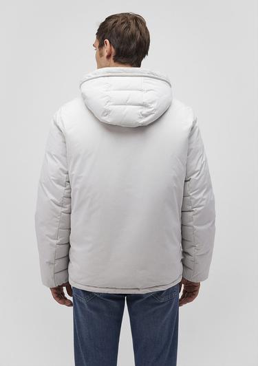  Mavi Kapüşonlu Açık Gri Şişme Mont 0110352-70080