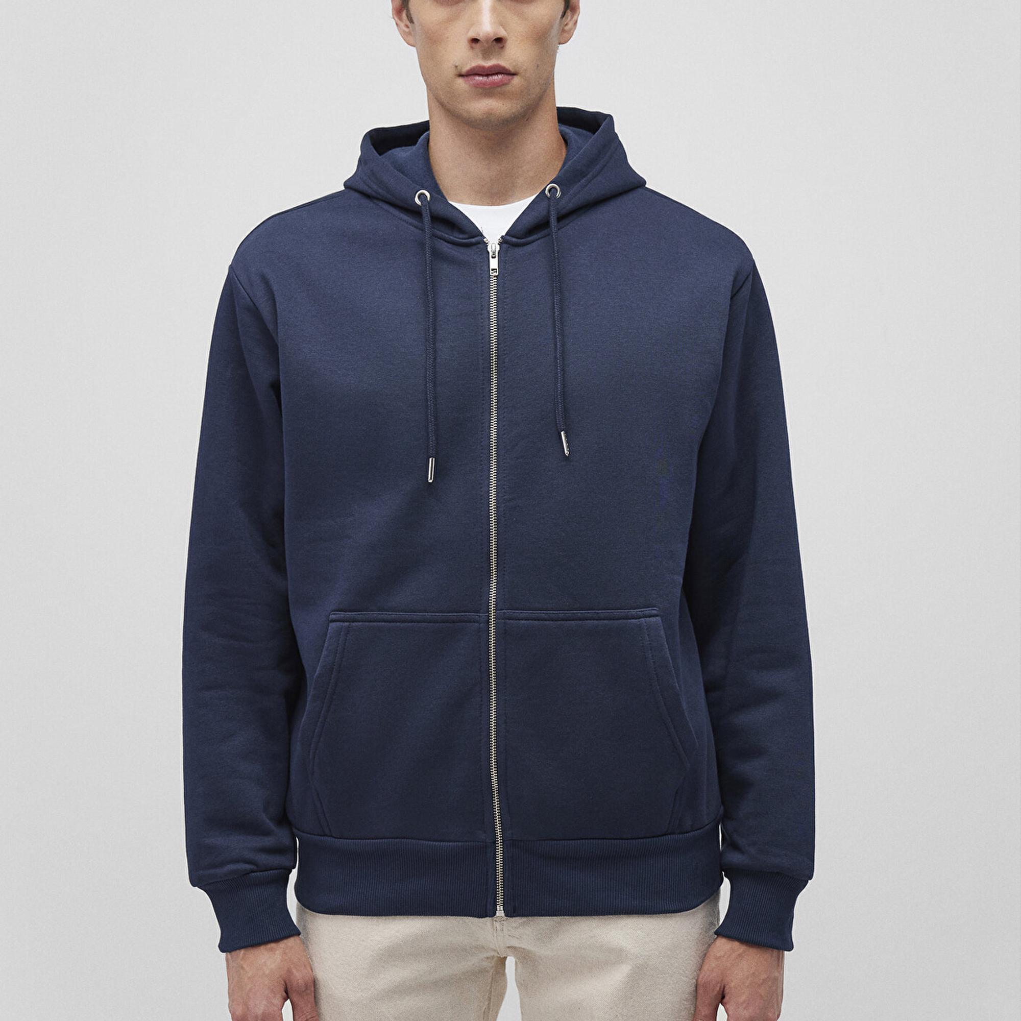 Mavi Kapüşonlu Fermuarlı Lacivert Basic Sweatshirt 0S10277-70490