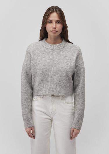  Mavi Bisiklet Yaka Gri Kazak Crop / Kısa Kesim 1710496-83096