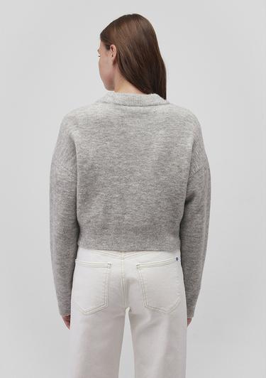  Mavi Bisiklet Yaka Gri Kazak Crop / Kısa Kesim 1710496-83096