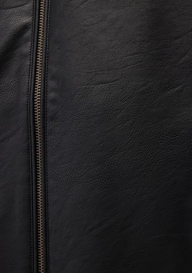  Mavi Kapüşonlu Siyah Suni Deri Ceket Regular Fit / Normal Kesim 0110437-900