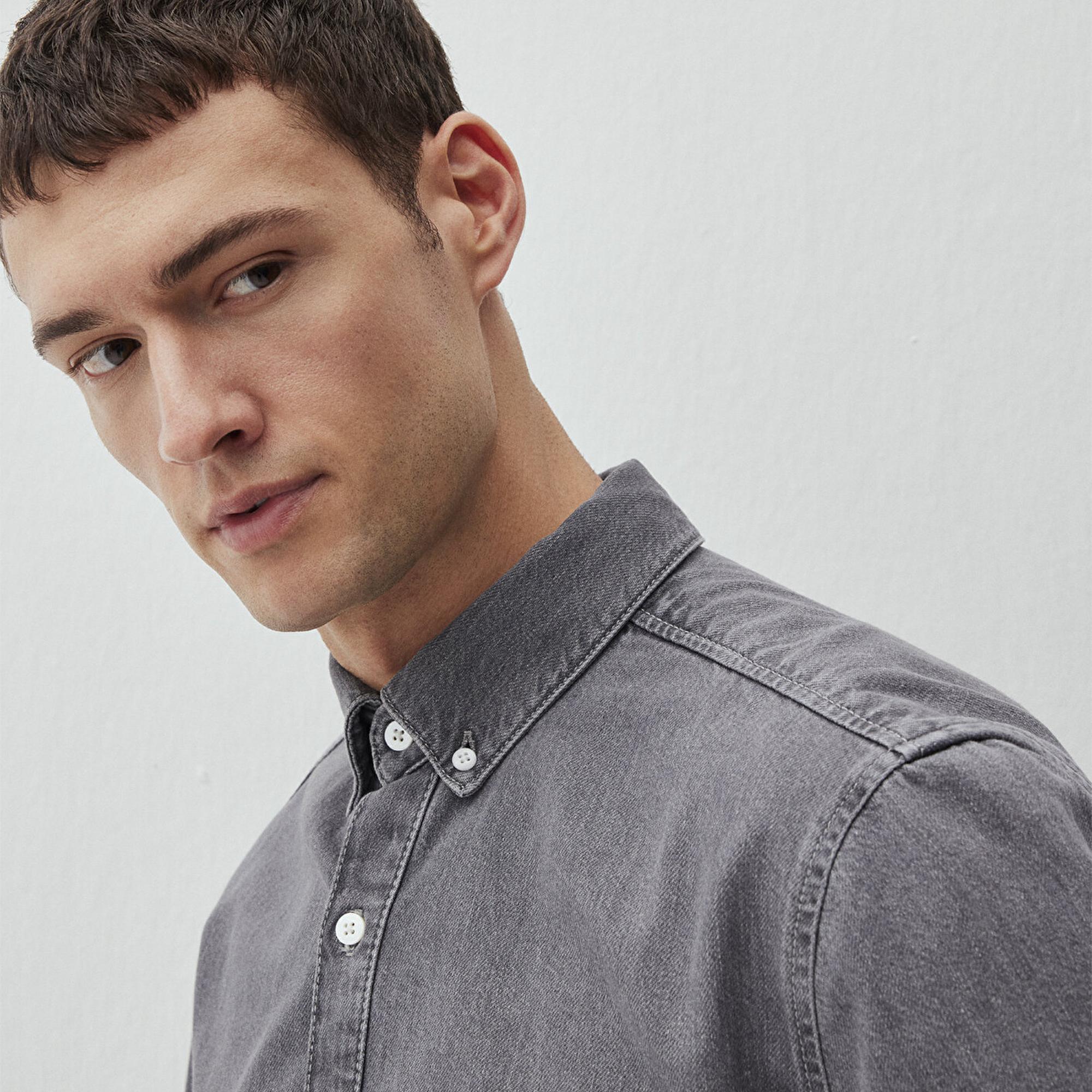 Mavi Brad Mavi Edition Gri  Jean Gömlek Slim Fit / Dar Kesim 0210921-89406