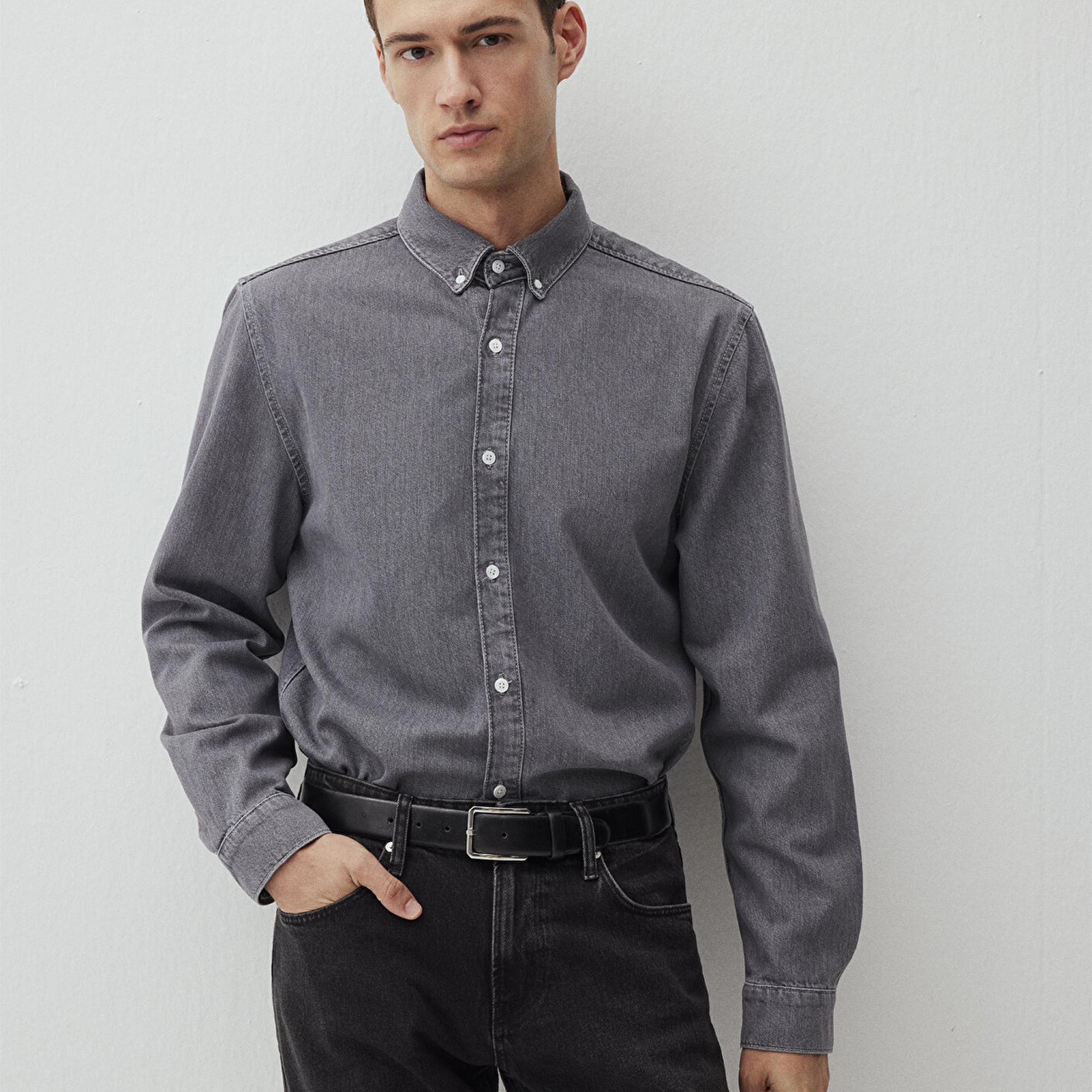 Mavi Brad Mavi Edition Gri  Jean Gömlek Slim Fit / Dar Kesim 0210921-89406