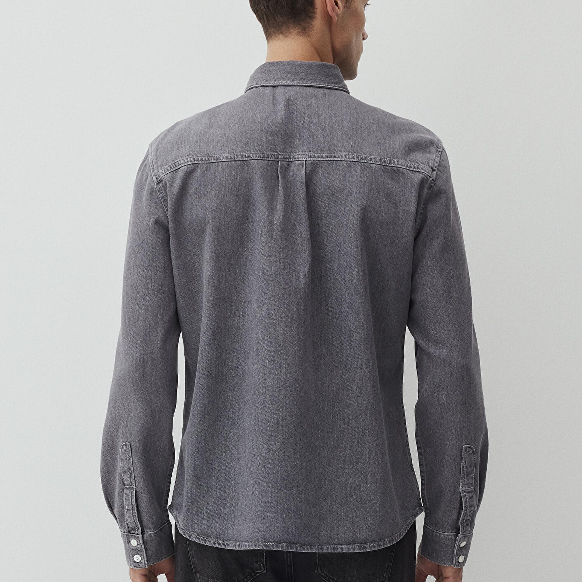 Mavi Brad Mavi Edition Gri  Jean Gömlek Slim Fit / Dar Kesim 0210921-89406