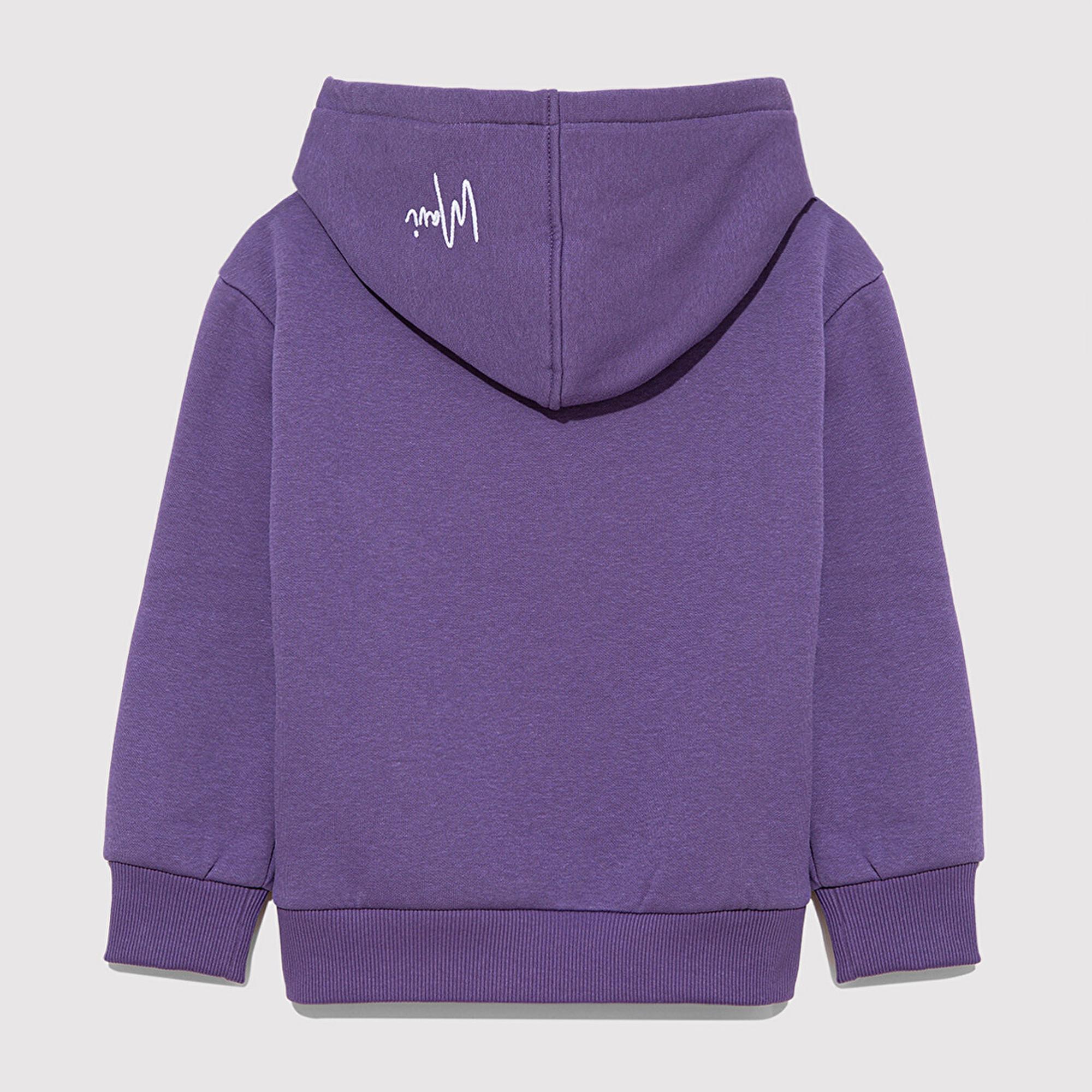 Mavi Kapüşonlu Baskılı Mor Sweatshirt 7S10054-88135
