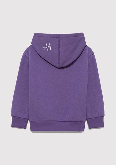  Mavi Kapüşonlu Baskılı Mor Sweatshirt 7S10054-88135