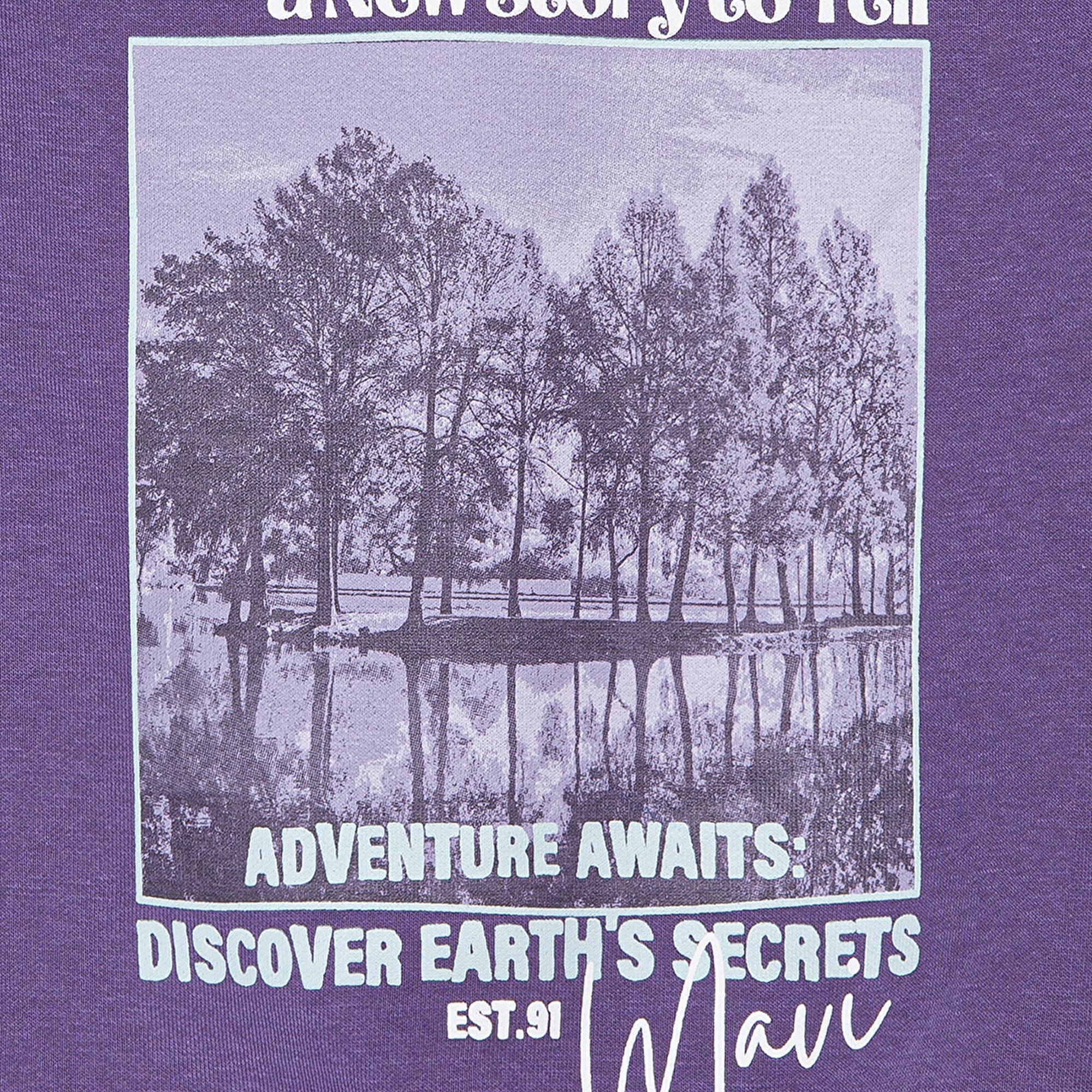 Mavi Kapüşonlu Baskılı Mor Sweatshirt 7S10054-88135