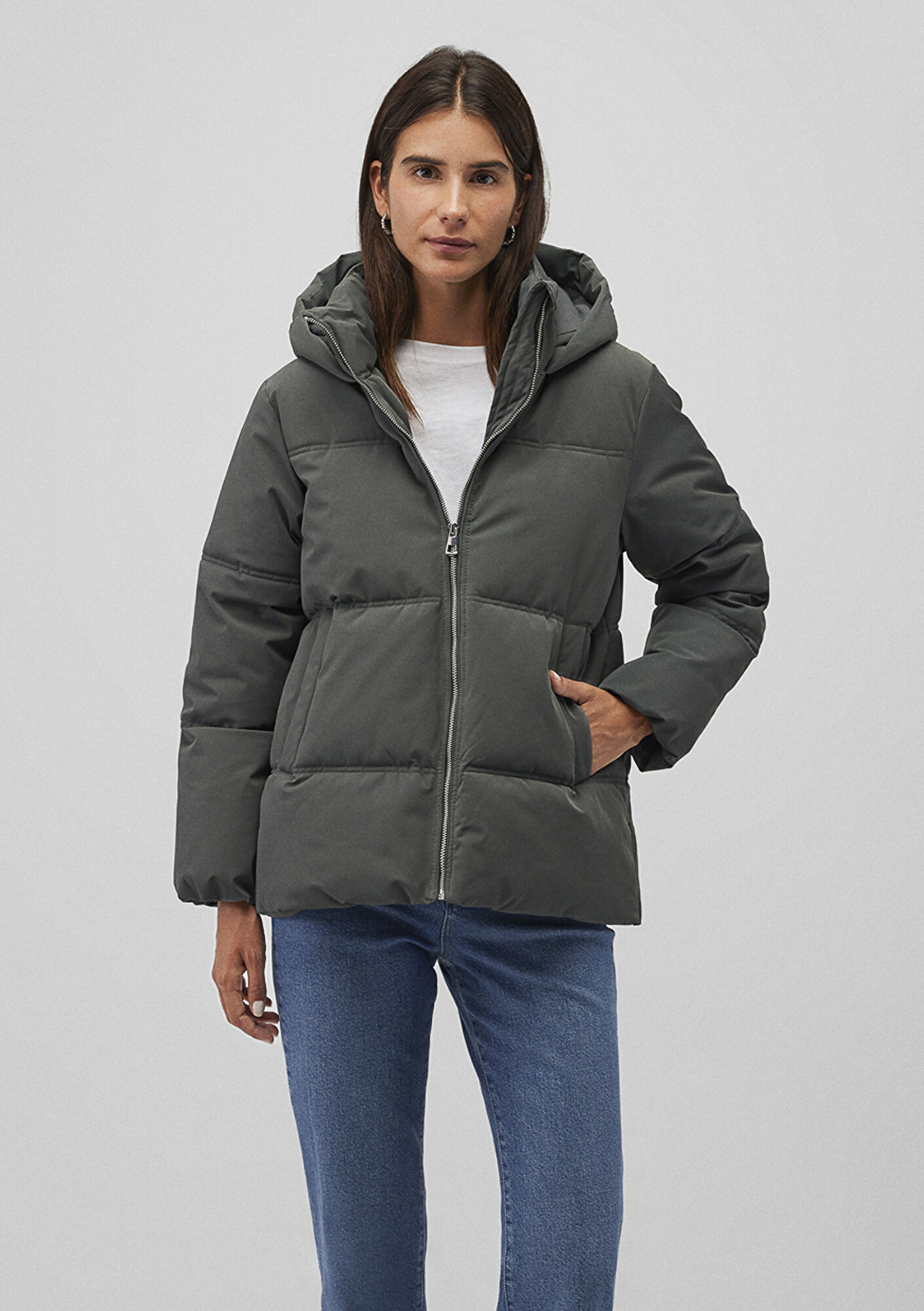  Mavi Kapüşonlu Yeşil Şişme Mont 1110445-71598