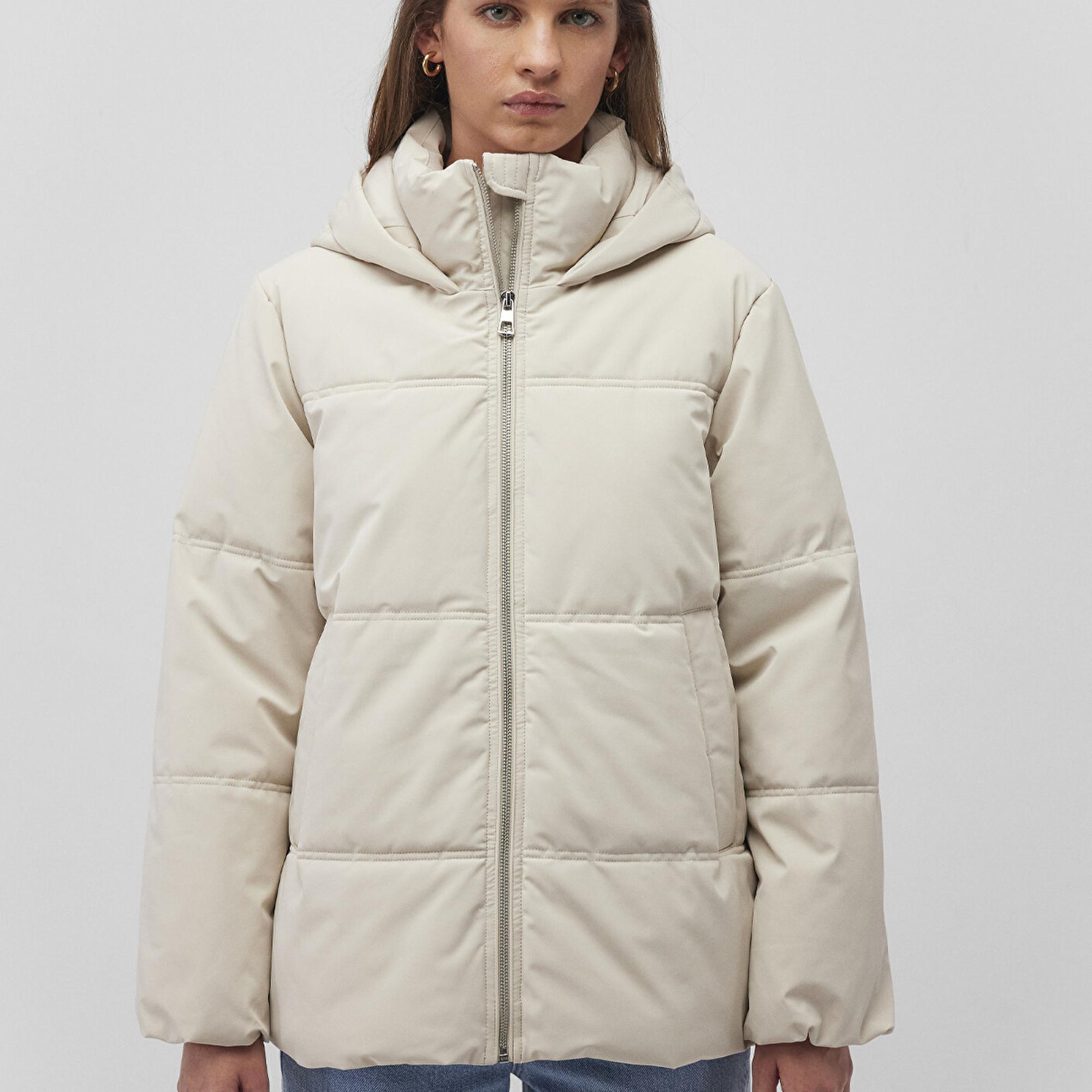 Mavi Kapüşonlu Bej Şişme Mont 1110445-70143