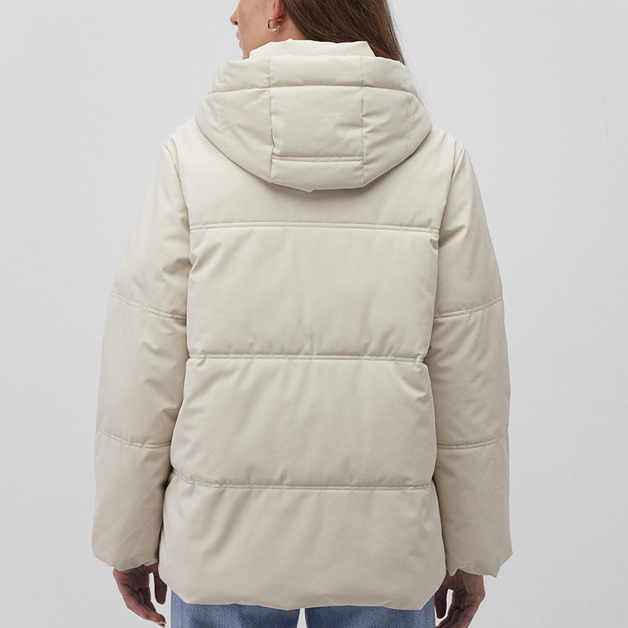 Mavi Kapüşonlu Bej Şişme Mont 1110445-70143