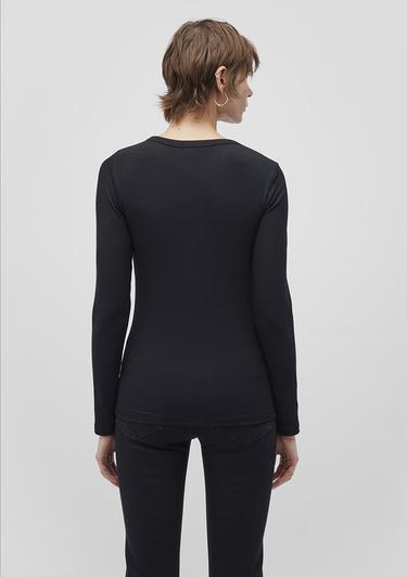  Mavi Uzun Kollu Siyah Basic Tişört Fitted / Vücuda Oturan Kesim 1612817-900