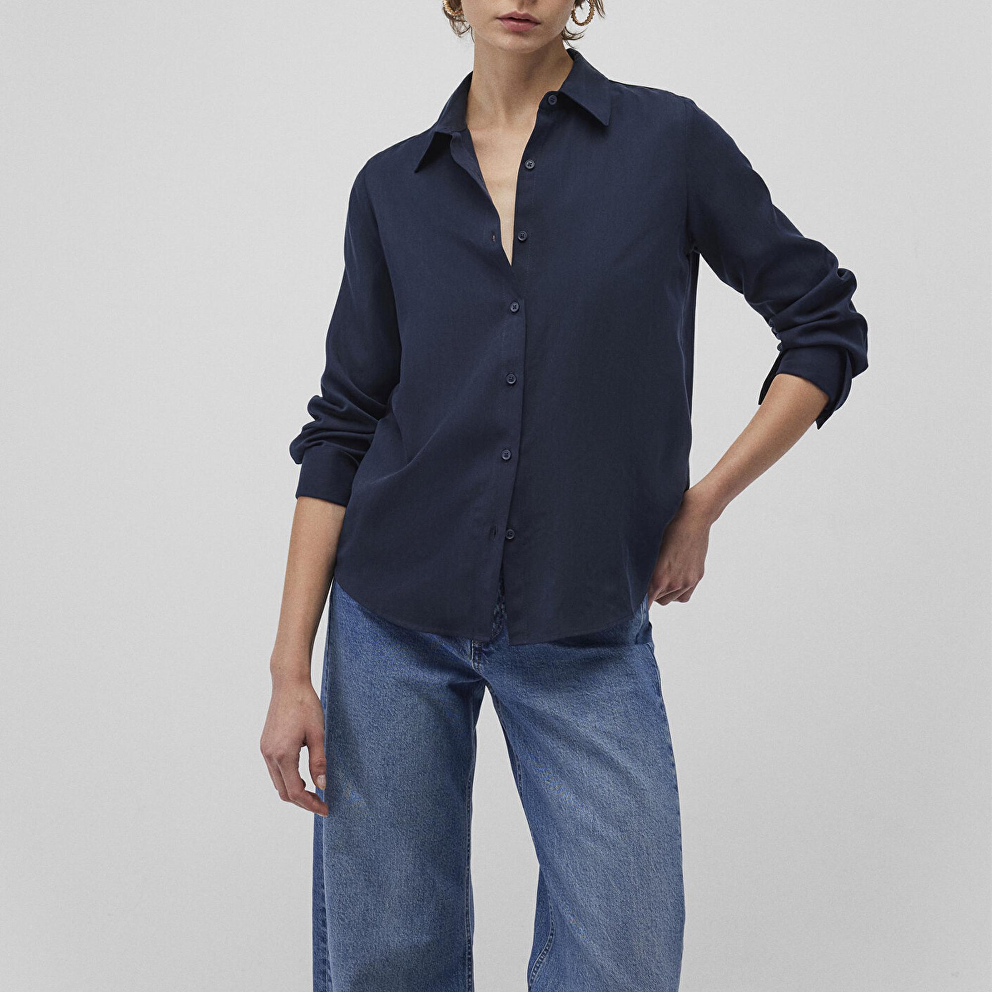 Mavi Lux Touch Tencel TM Lacivert Lyocell Gömlek Regular Fit / Normal Kesim 1210890-82458