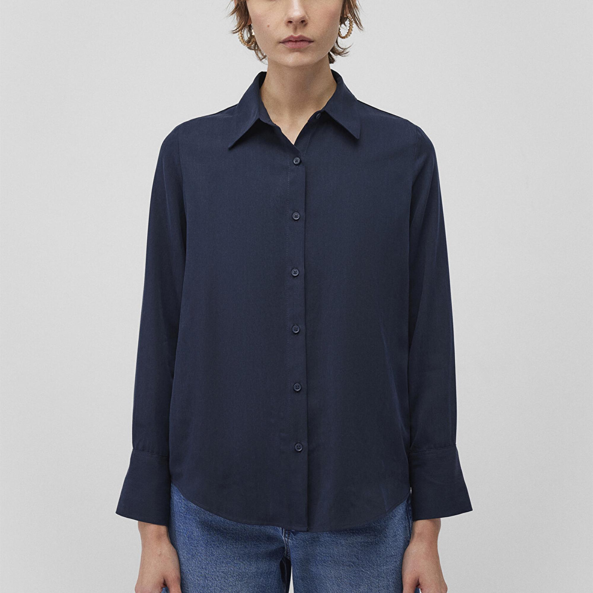 Mavi Lux Touch Tencel TM Lacivert Lyocell Gömlek Regular Fit / Normal Kesim 1210890-82458