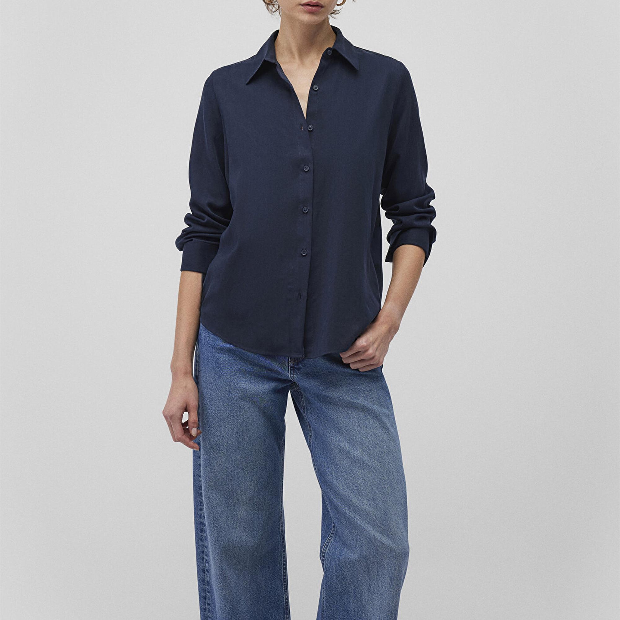 Mavi Lux Touch Tencel TM Lacivert Lyocell Gömlek Regular Fit / Normal Kesim 1210890-82458