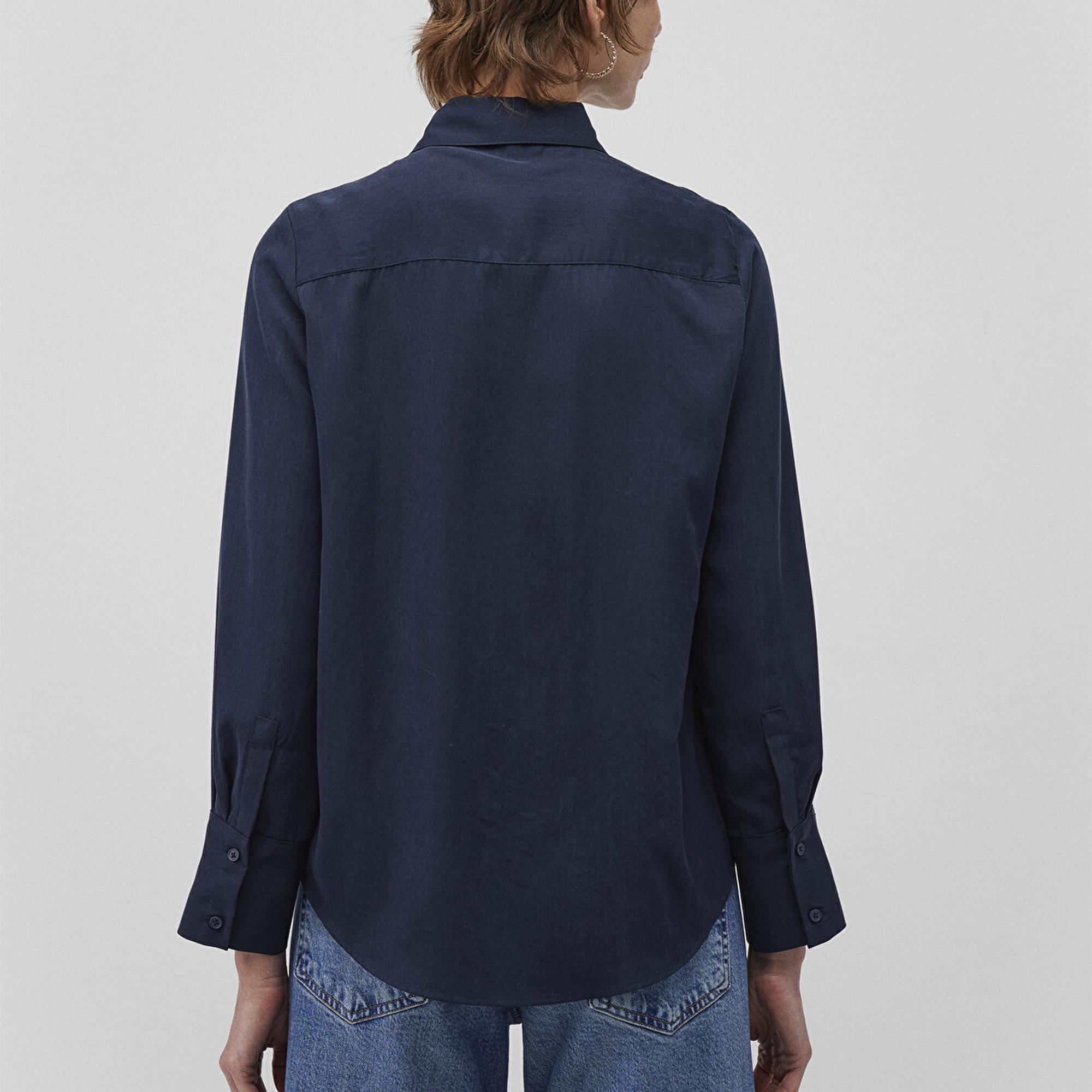 Mavi Lux Touch Tencel TM Lacivert Lyocell Gömlek Regular Fit / Normal Kesim 1210890-82458