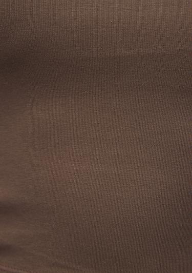  Mavi Uzun Kollu Kahverengi Crop Basic Tişört Crop / Kısa Kesim 1612822-81959