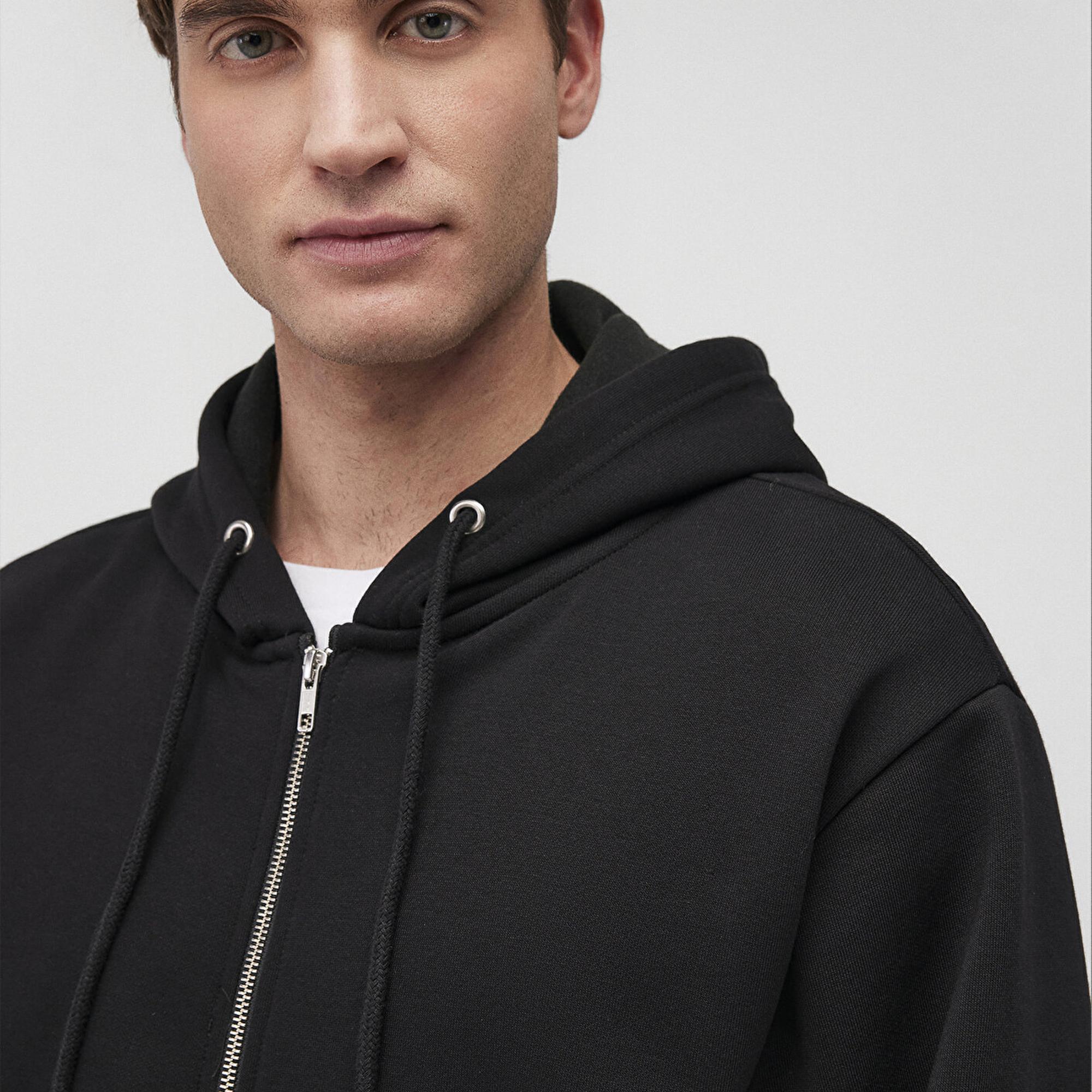 Mavi Kapüşonlu Fermuarlı Siyah Basic Sweatshirt 0S10277-900