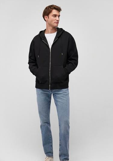  Mavi Kapüşonlu Fermuarlı Siyah Basic Sweatshirt 0S10277-900