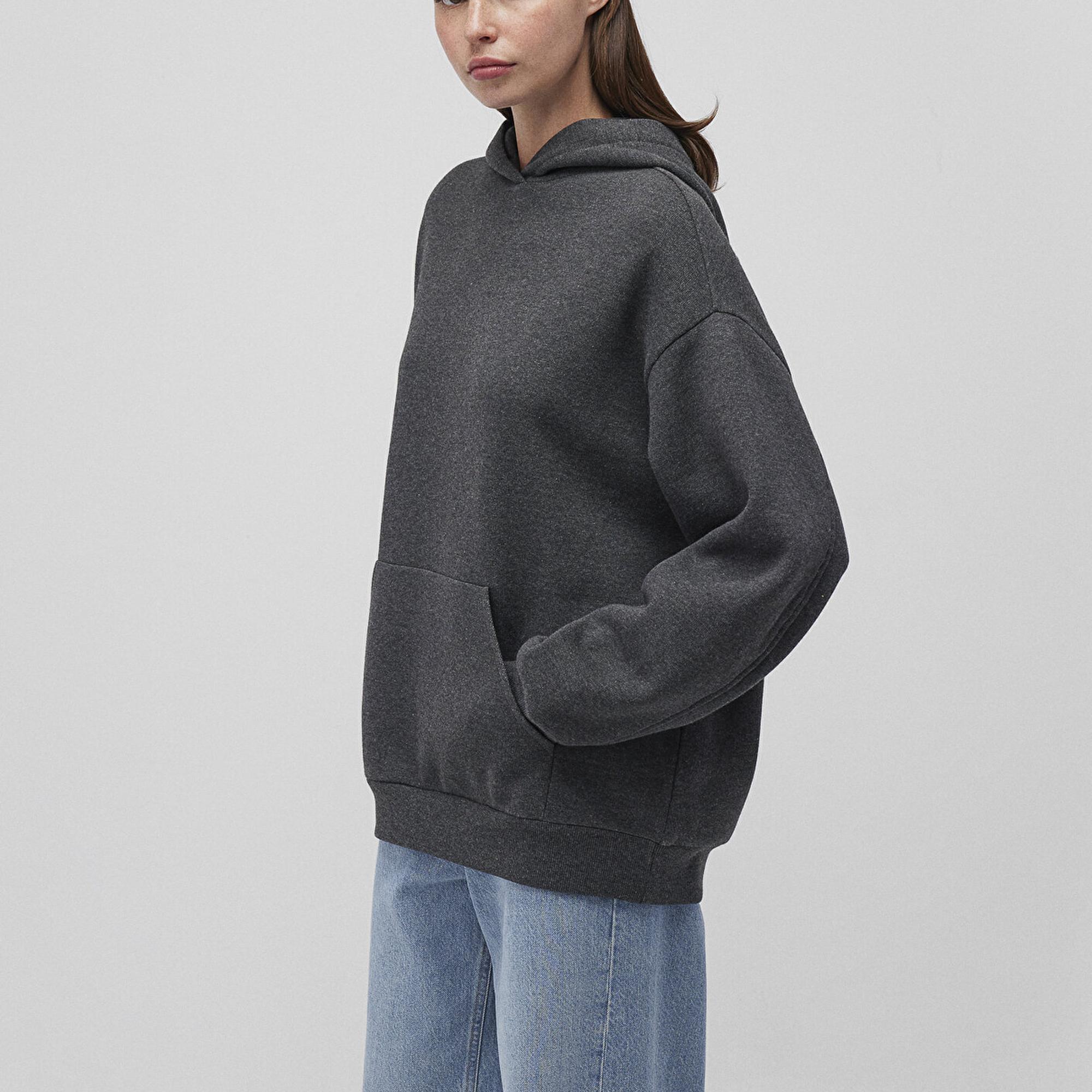 Mavi Kapüşonlu Antrasit Sweatshirt 1S10186-87829