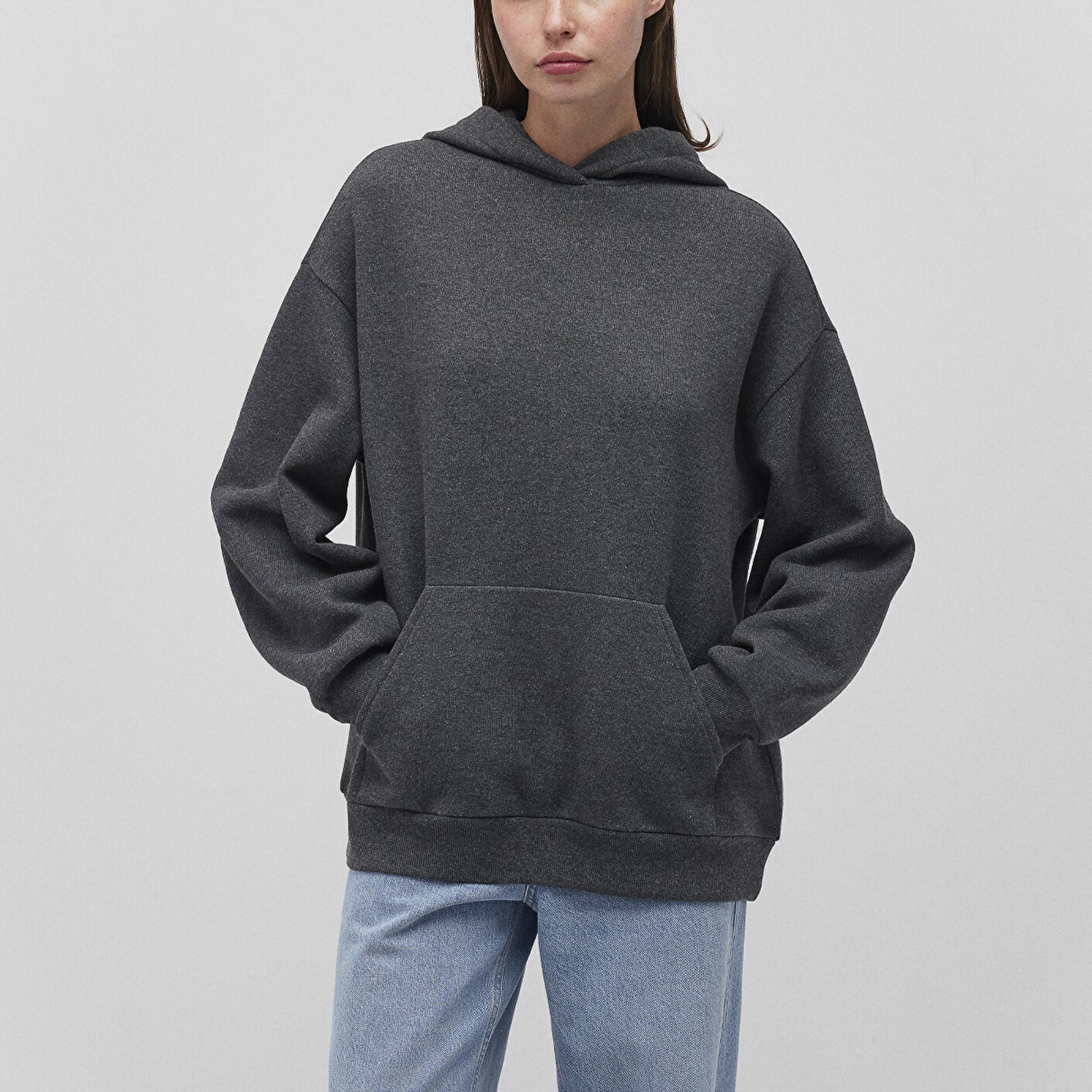 Mavi Kapüşonlu Antrasit Sweatshirt 1S10186-87829