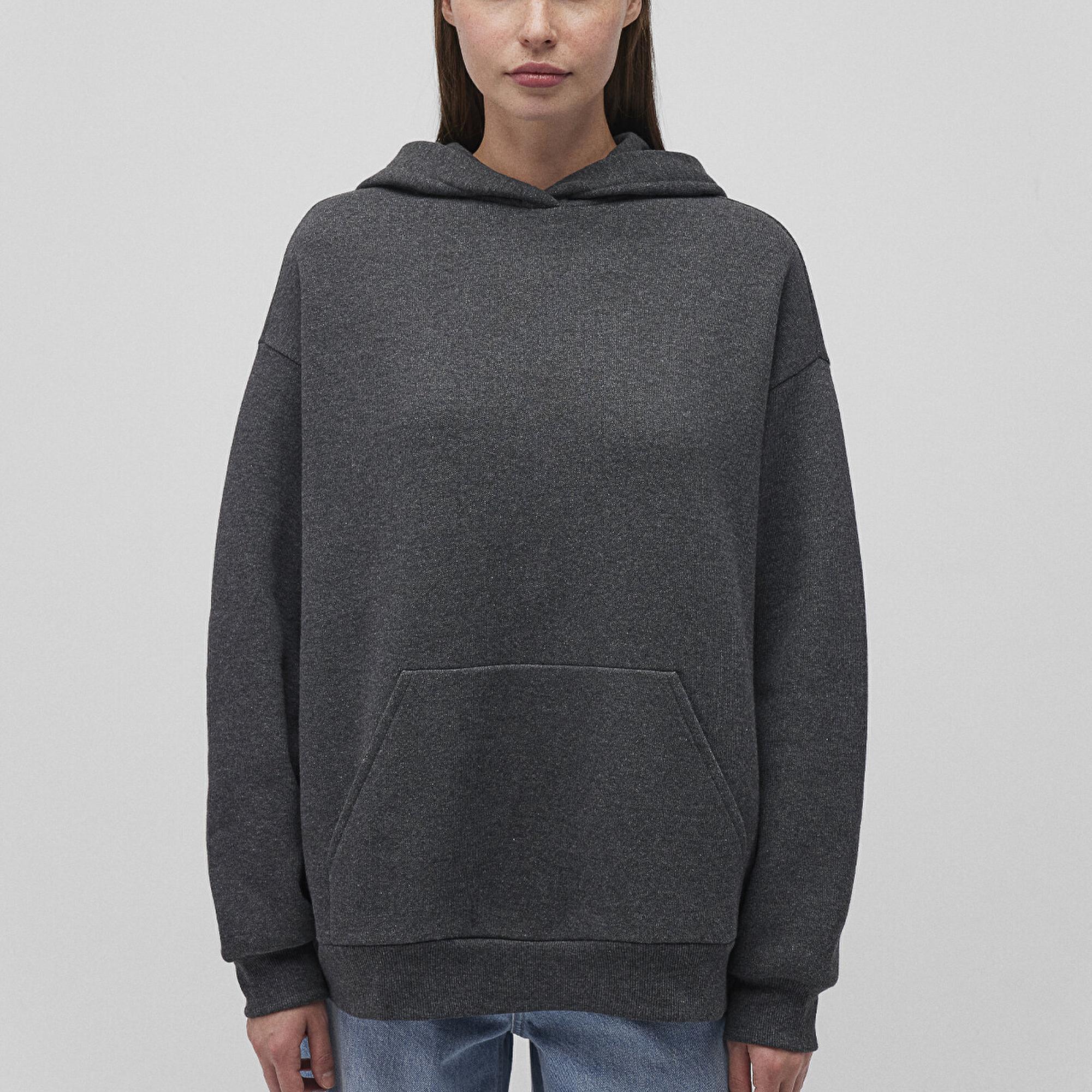 Mavi Kapüşonlu Antrasit Sweatshirt 1S10186-87829