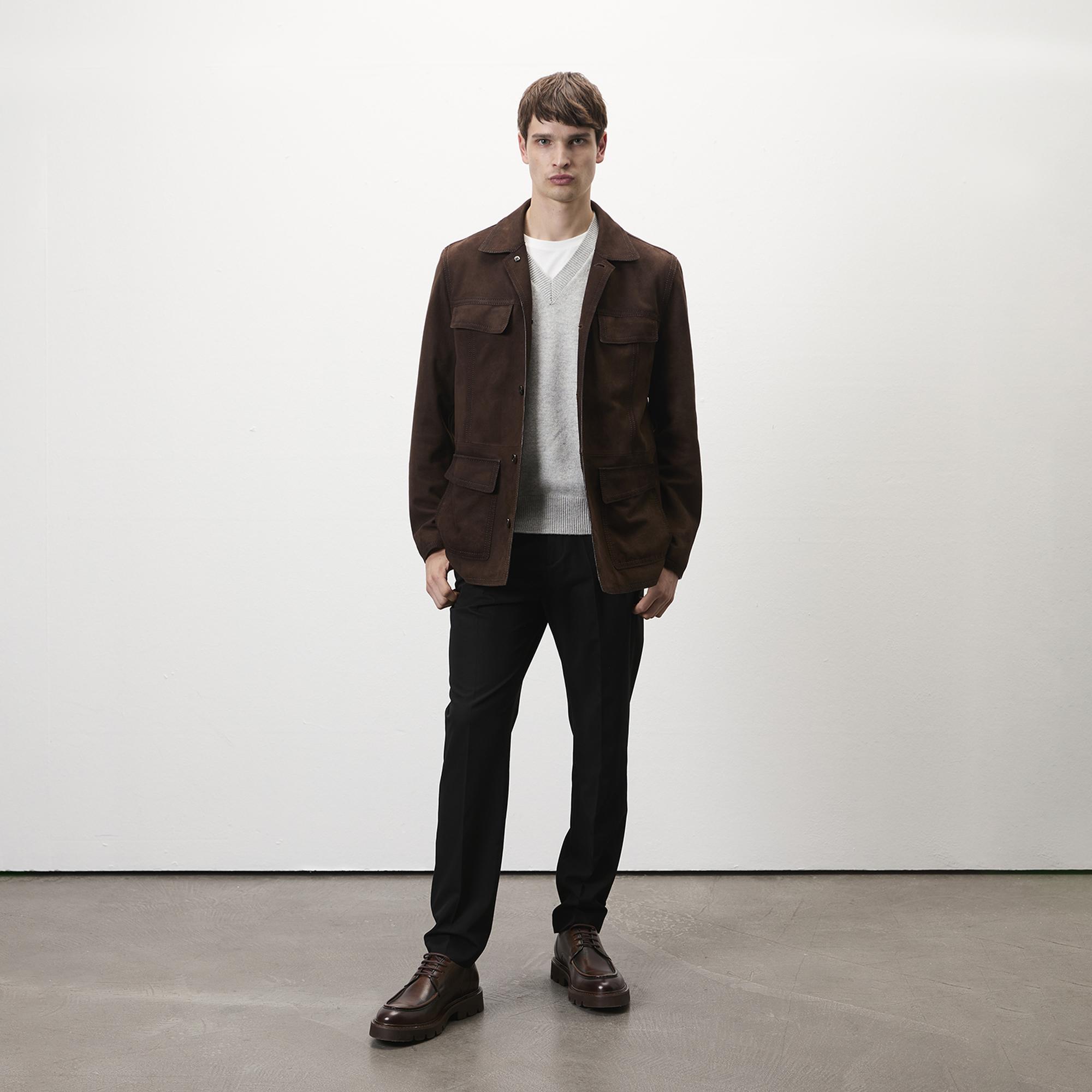 Arnie Kahve Erkek Süet Deri Ceket