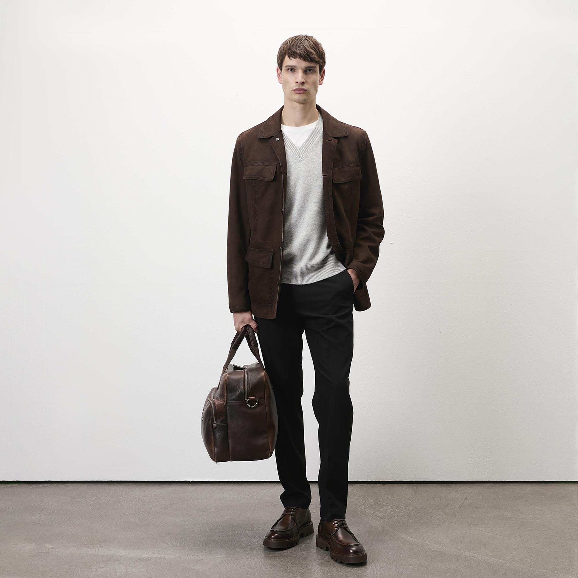 Arnie Kahve Erkek Süet Deri Ceket