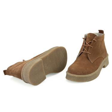  Alena Kahve Kadın Bağcıklı Süet Deri Bot
