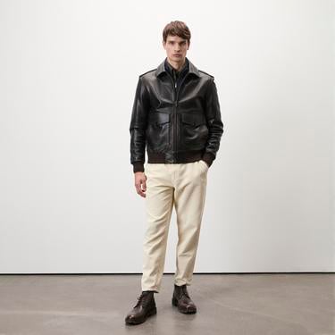  Piero Koyu Gri Erkek Deri Bomber Ceket