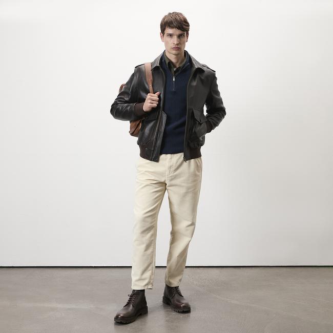  Piero Koyu Gri Erkek Deri Bomber Ceket