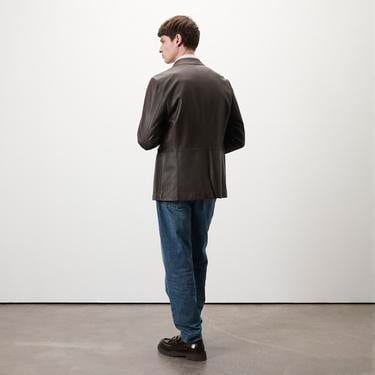  Auburn Kahverengi Erkek Deri Blazer Ceket