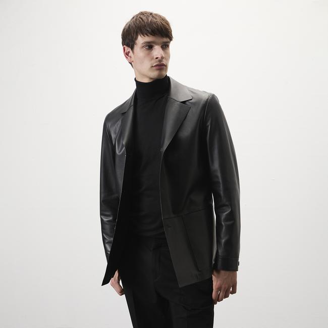  Auburn Siyah Erkek Deri Blazer Ceket