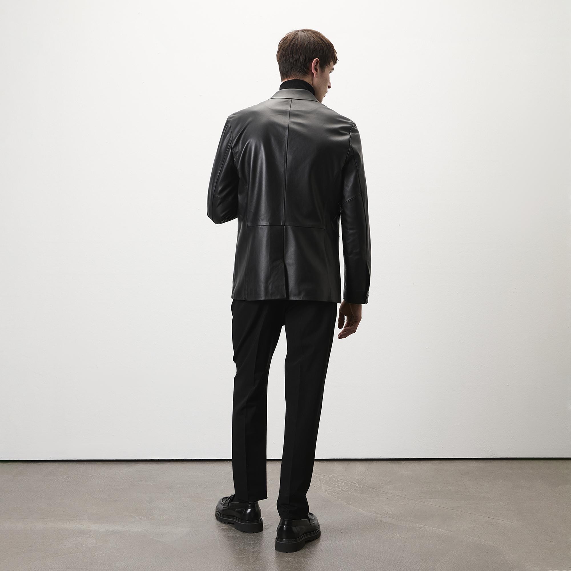 Auburn Siyah Erkek Deri Blazer Ceket