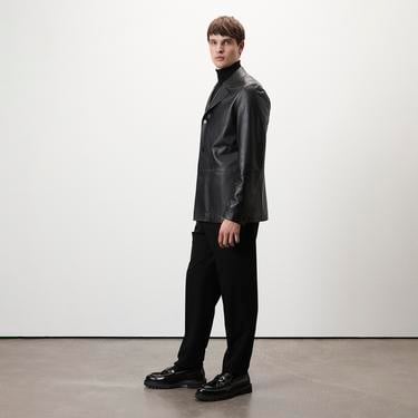  Auburn Siyah Erkek Deri Blazer Ceket