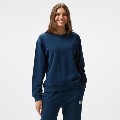  Ucla Sunniva Nakışlı Kadın Lacivert Bisiklet Yaka Sweatshirt
