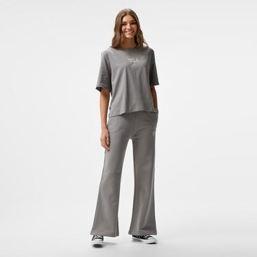  Ucla Manuela Nakışlı Kadın Gri Bisiklet Yaka T-Shirt