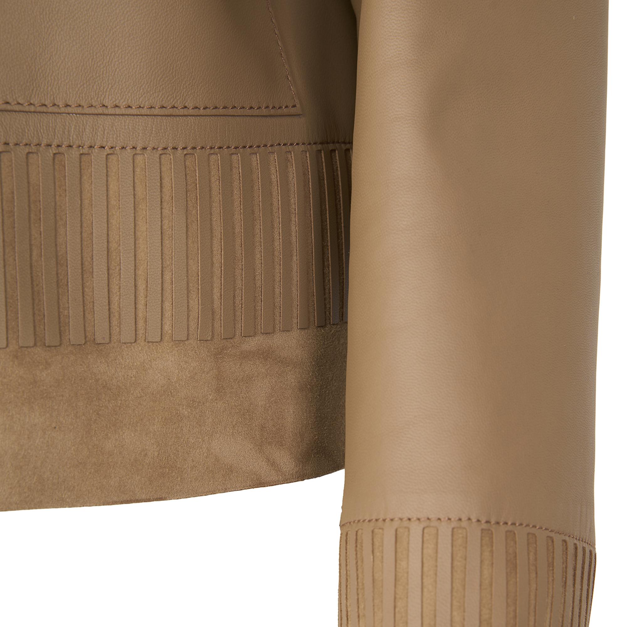 Kadın Açık Kahve Kısa Gömlek Yaka Deri Ceket