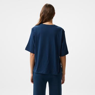  Ucla Manuela Nakışlı Kadın Lacivert Bisiklet Yaka T-Shirt