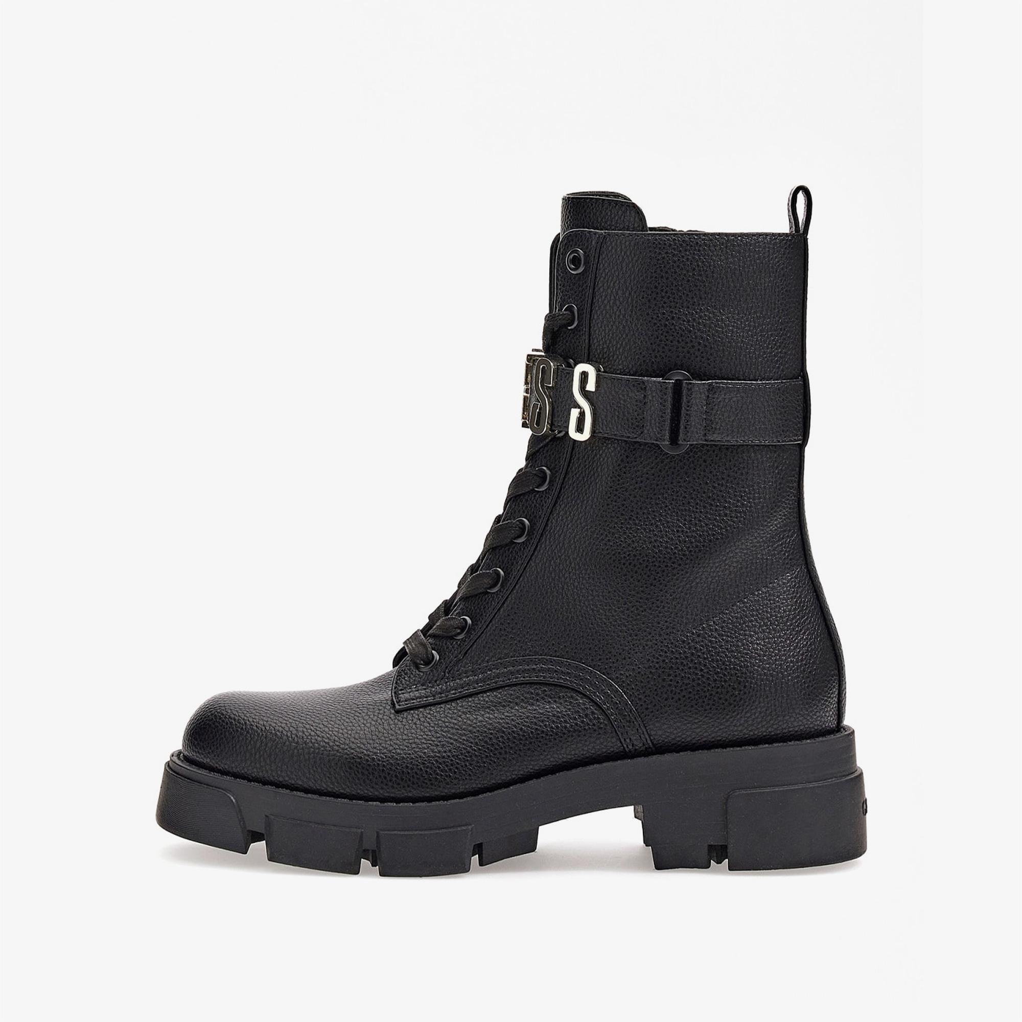 Guess Madox Logolu Fermuarlı Kadın Siyah Bot