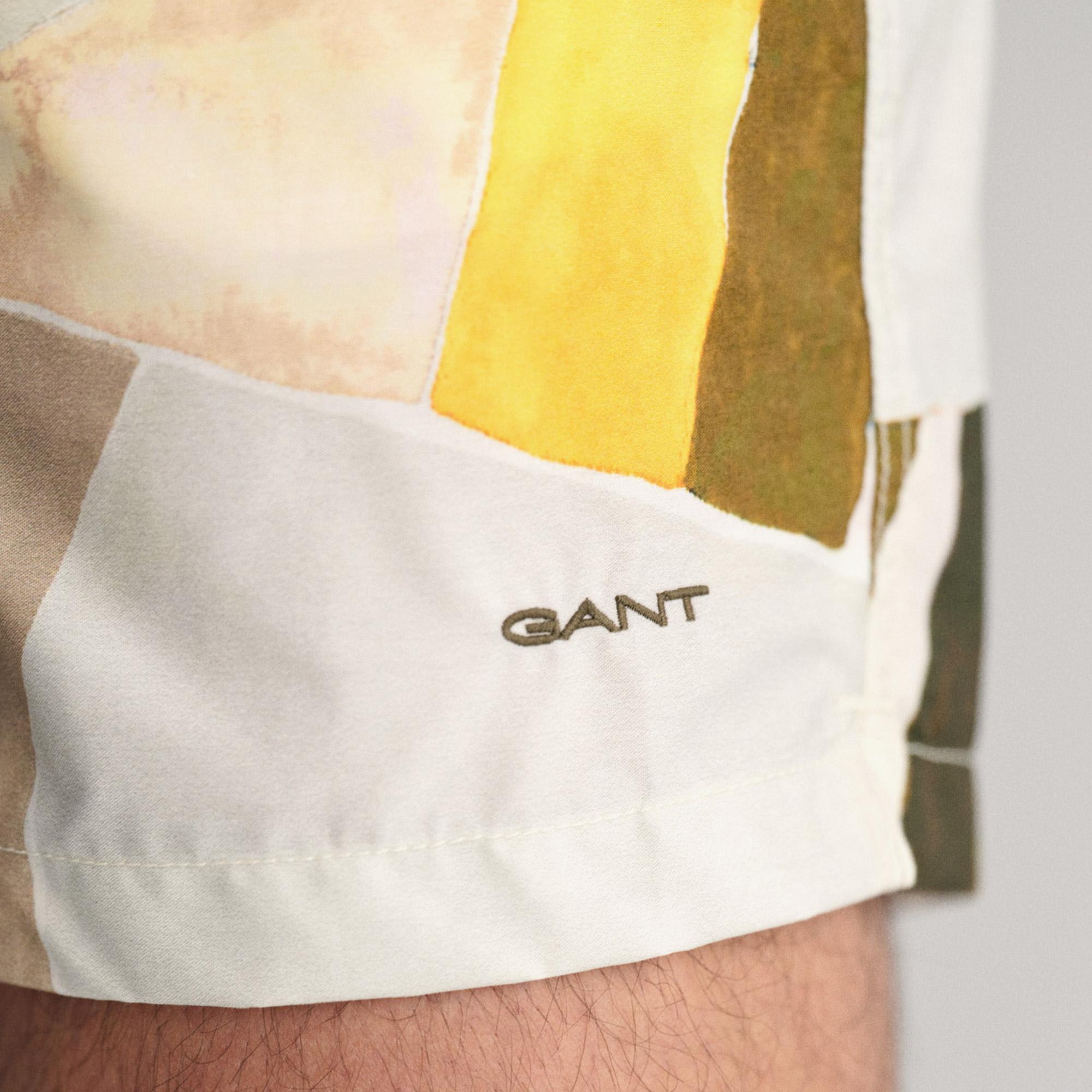 GANT Erkek Sarı Regular Fit Desenli Mayo Şort