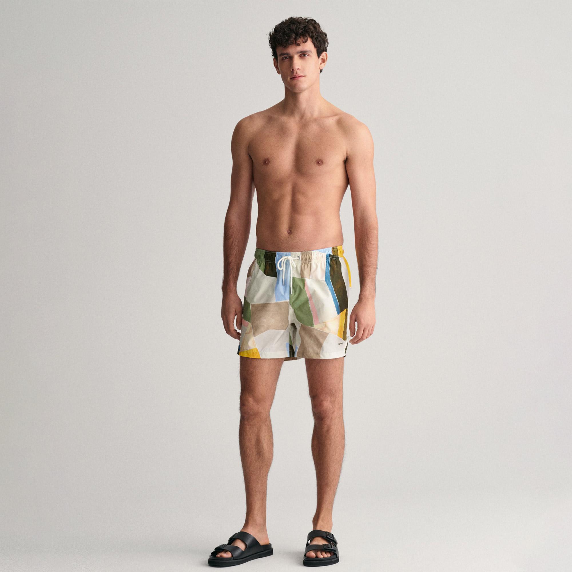 GANT Erkek Sarı Regular Fit Desenli Mayo Şort