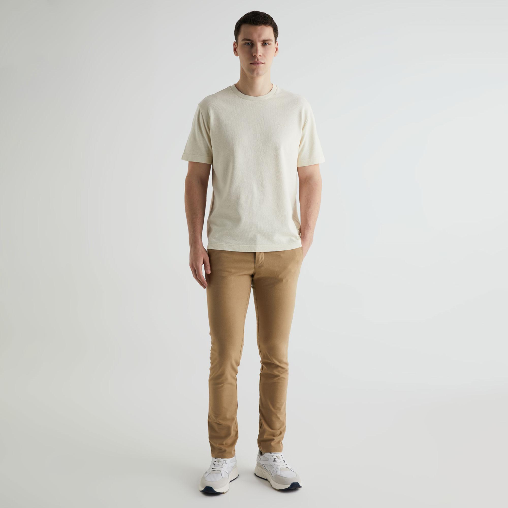 GANT Erkek Krem Regular Fit Bisiklet Yaka T-shirt