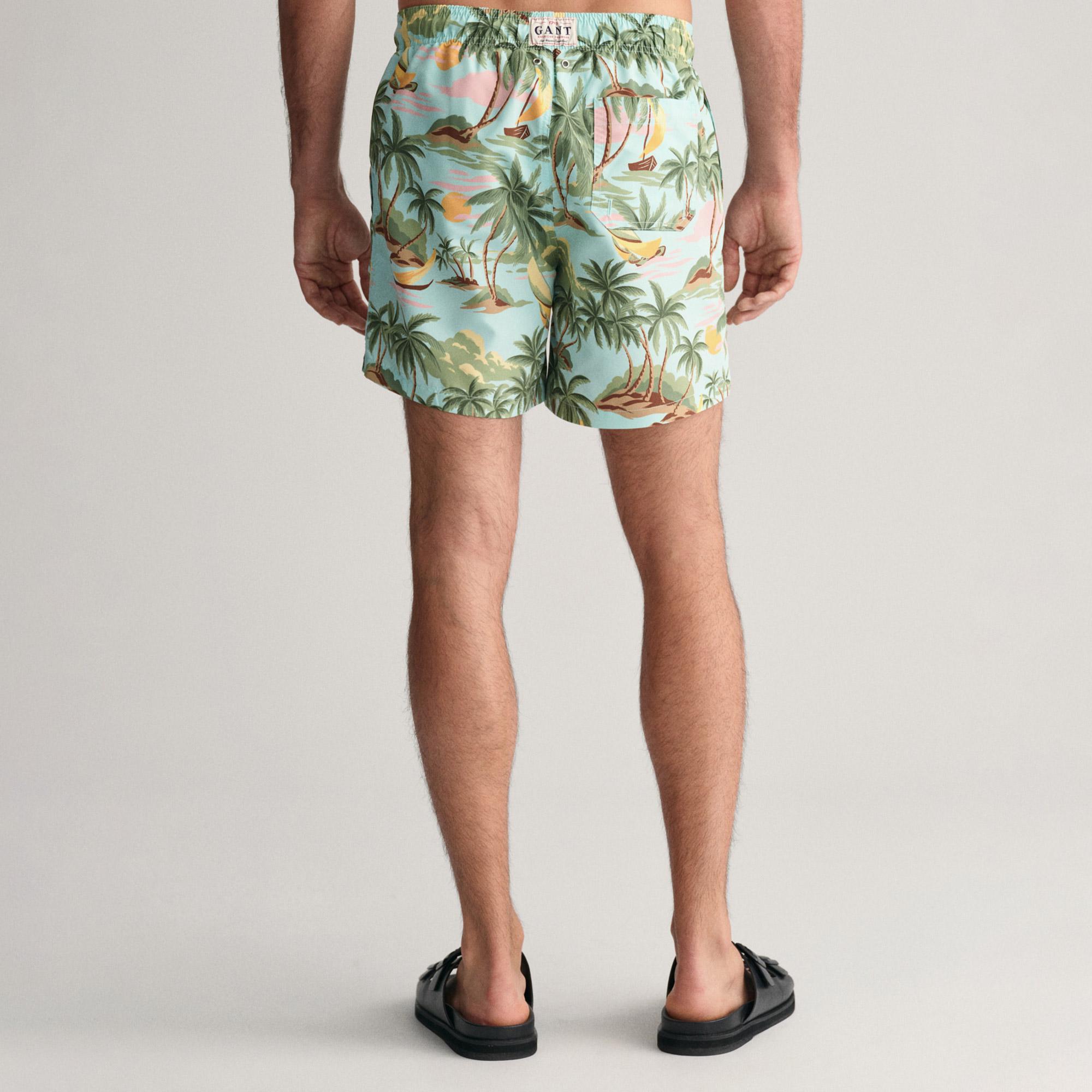 GANT Erkek Yeşil Regular Fit Desenli Mayo Şort