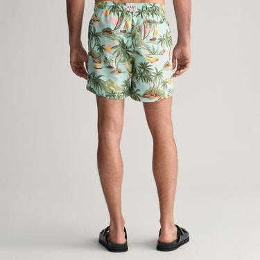  GANT Erkek Yeşil Regular Fit Desenli Mayo Şort