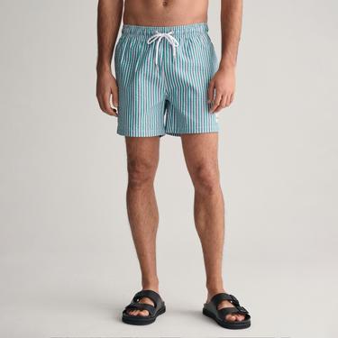  GANT Erkek Yeşil Regular Fit Çizgili Mayo Şort