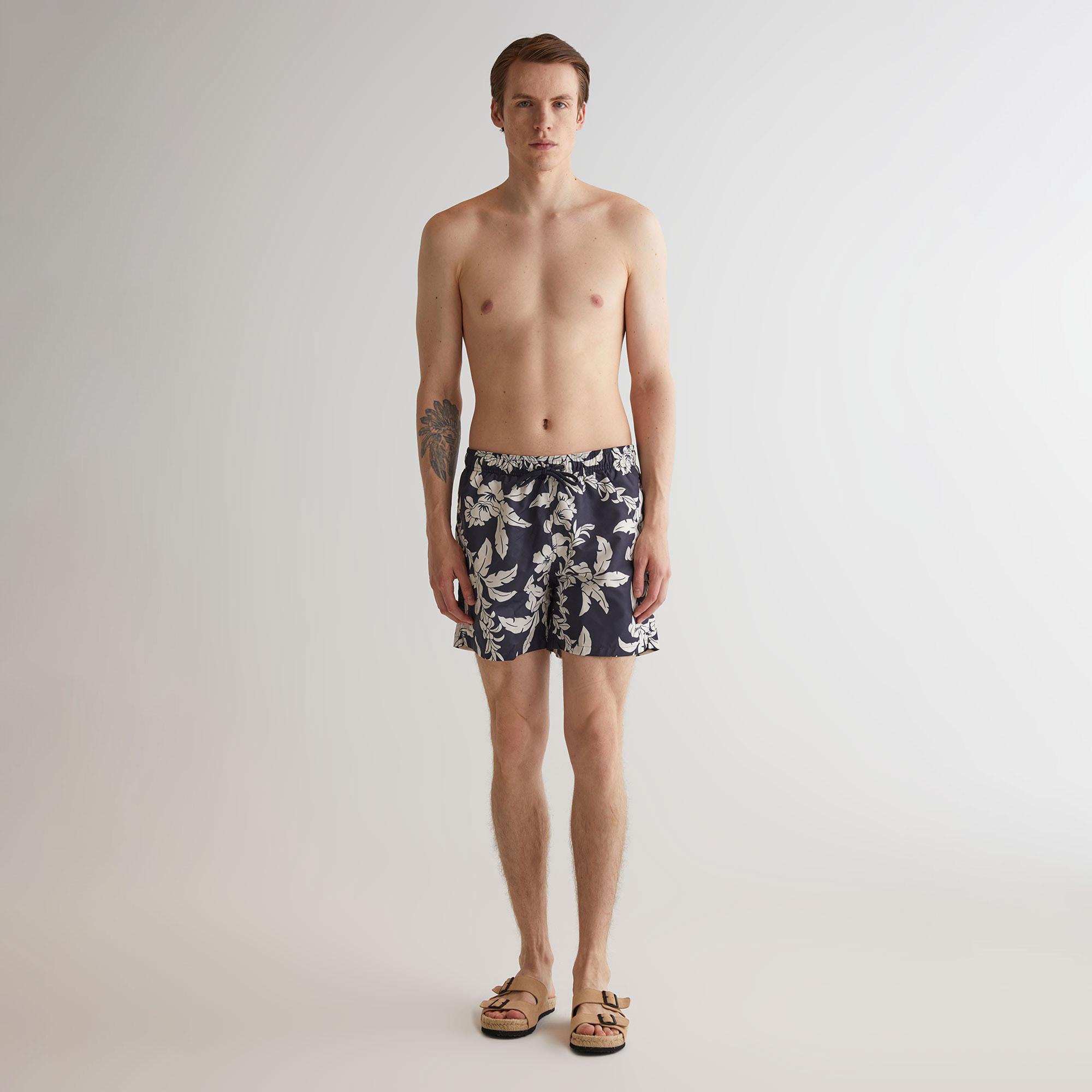 GANT Erkek Lacivert Regular Fit Desenli Mayo Şort