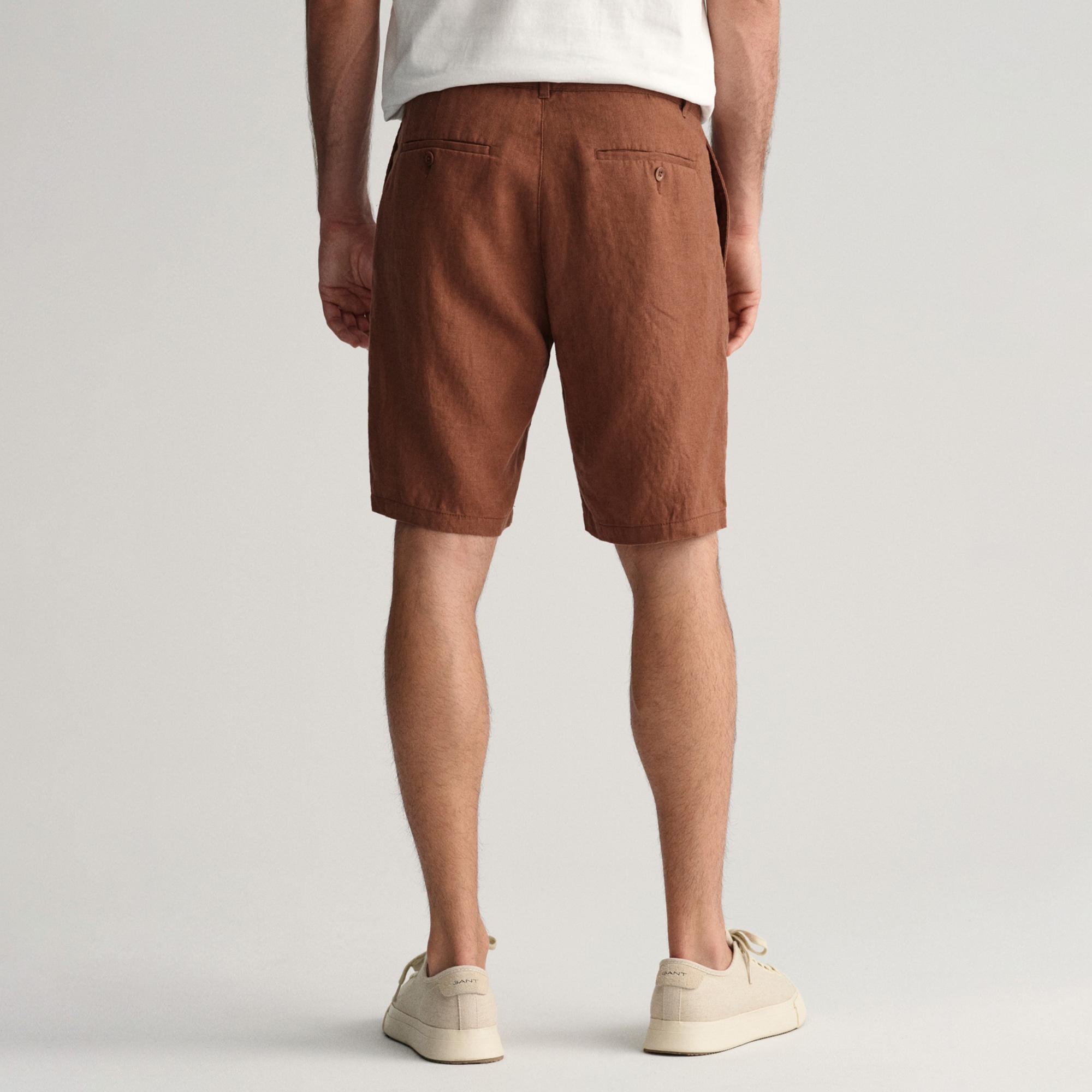 GANT Erkek Kahverengi Relaxed Fit Keten Şort