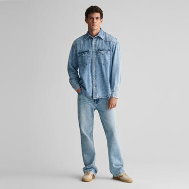  GANT Erkek Mavi Relaxed Fit Klasik Yaka Gömlek