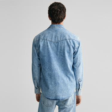  GANT Erkek Mavi Relaxed Fit Klasik Yaka Gömlek